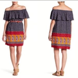 Beachlunchlounge Off-Shoulder Patterned Dress Size Large
